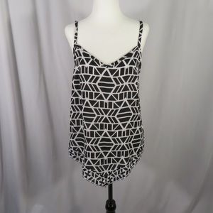 INC Black and White Geometric Scarf Tank Cami Size 6